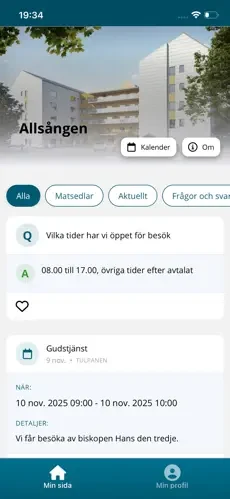 Verksamhetsvy i Wivra-appen