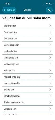Val av län i Wivra-appen
