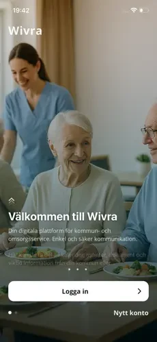 Välkomstskärm i Wivra-appen
